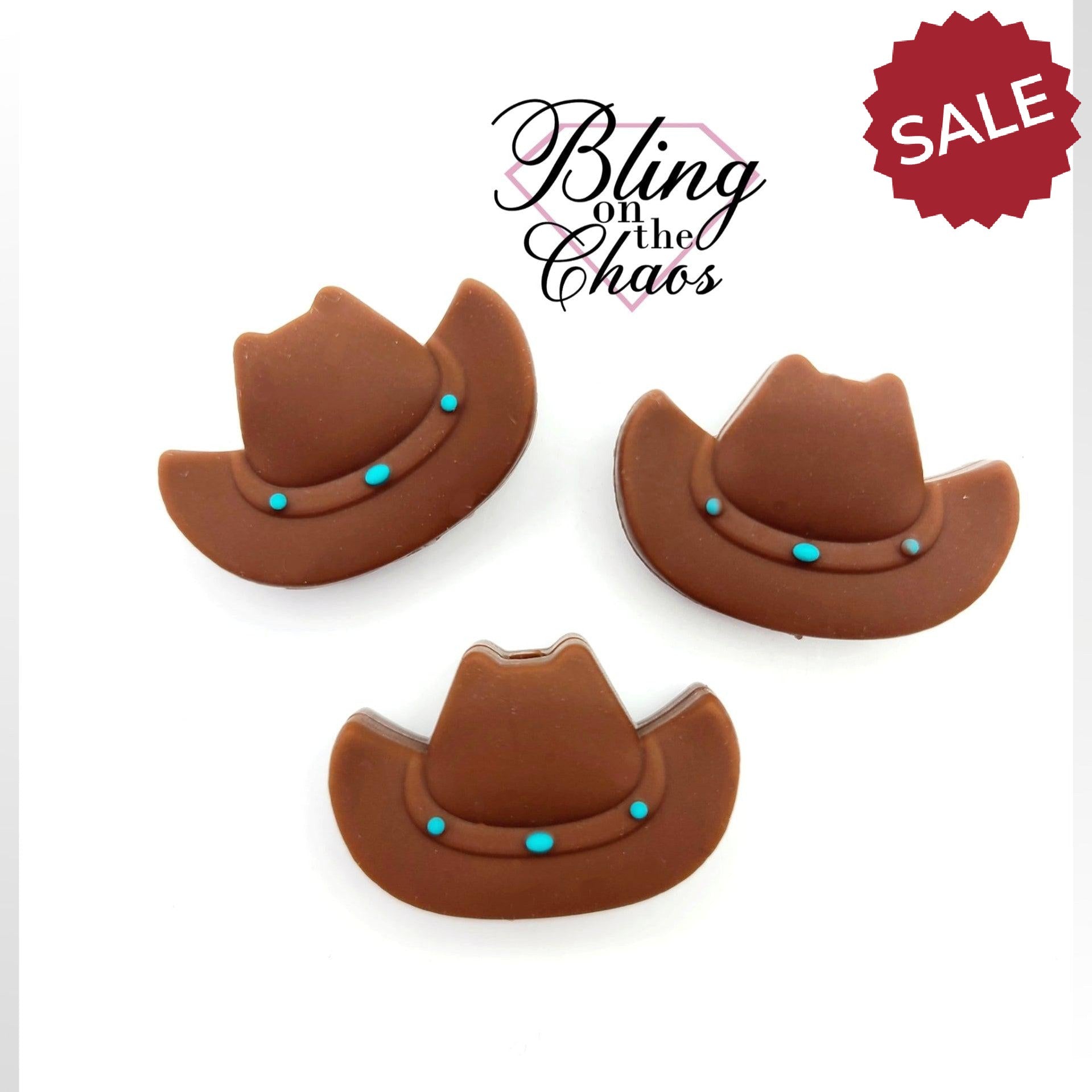Flat Cowboy Hat Silicone Bead