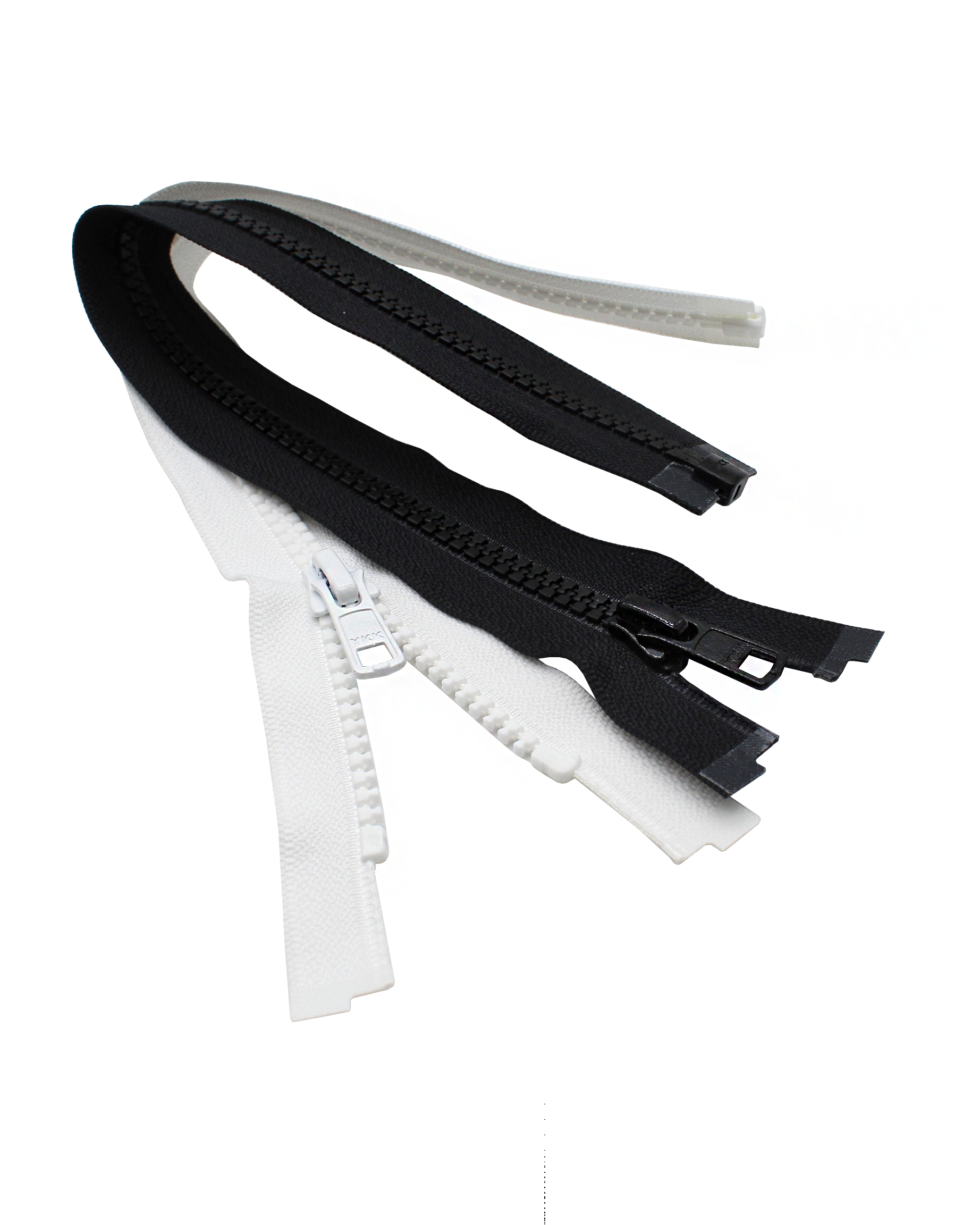YKK #5 Molded Plastic Separating Zippers - Black & White - 14" to 36"