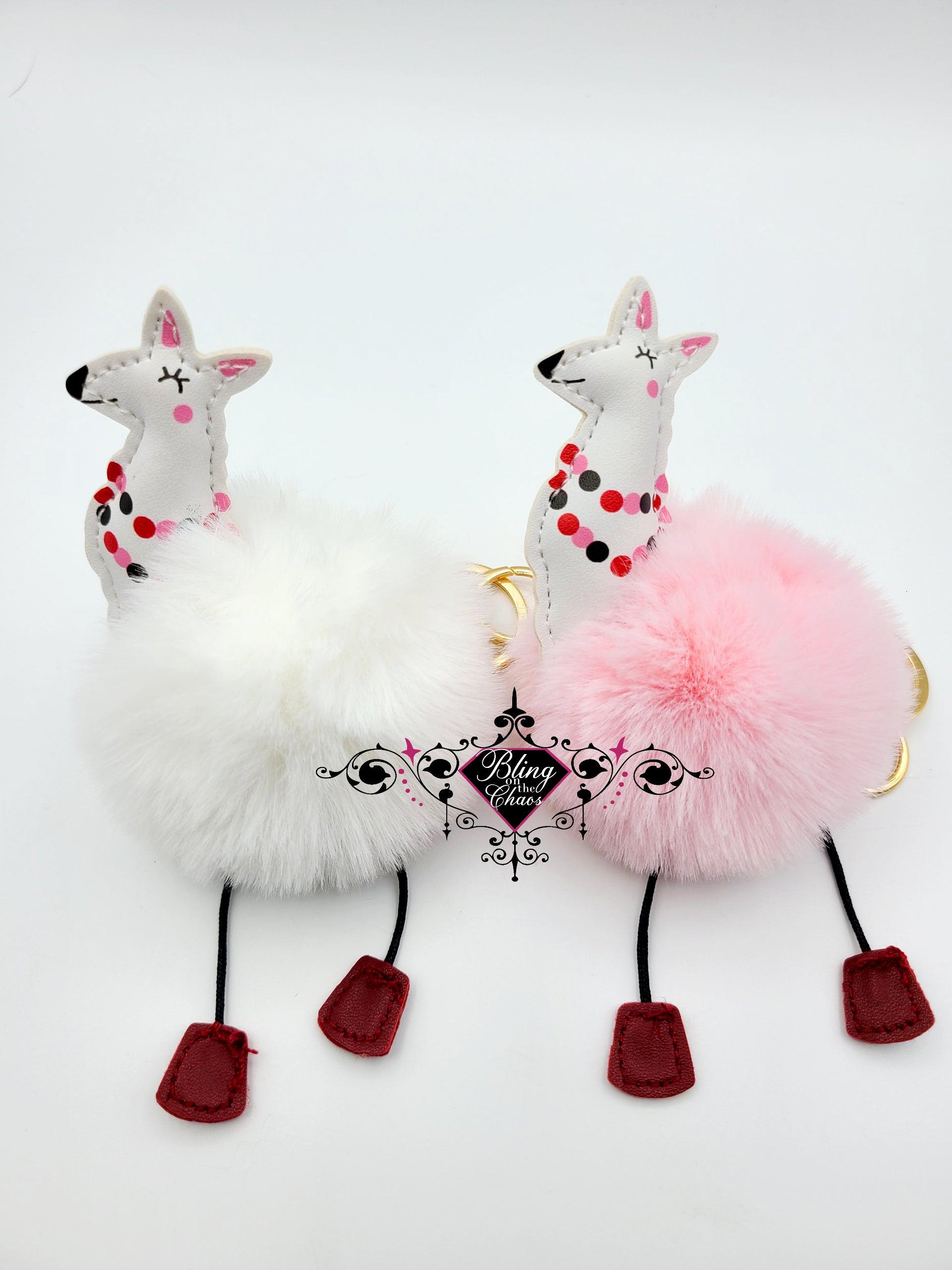 Llama 3" Pom Pom Keychain