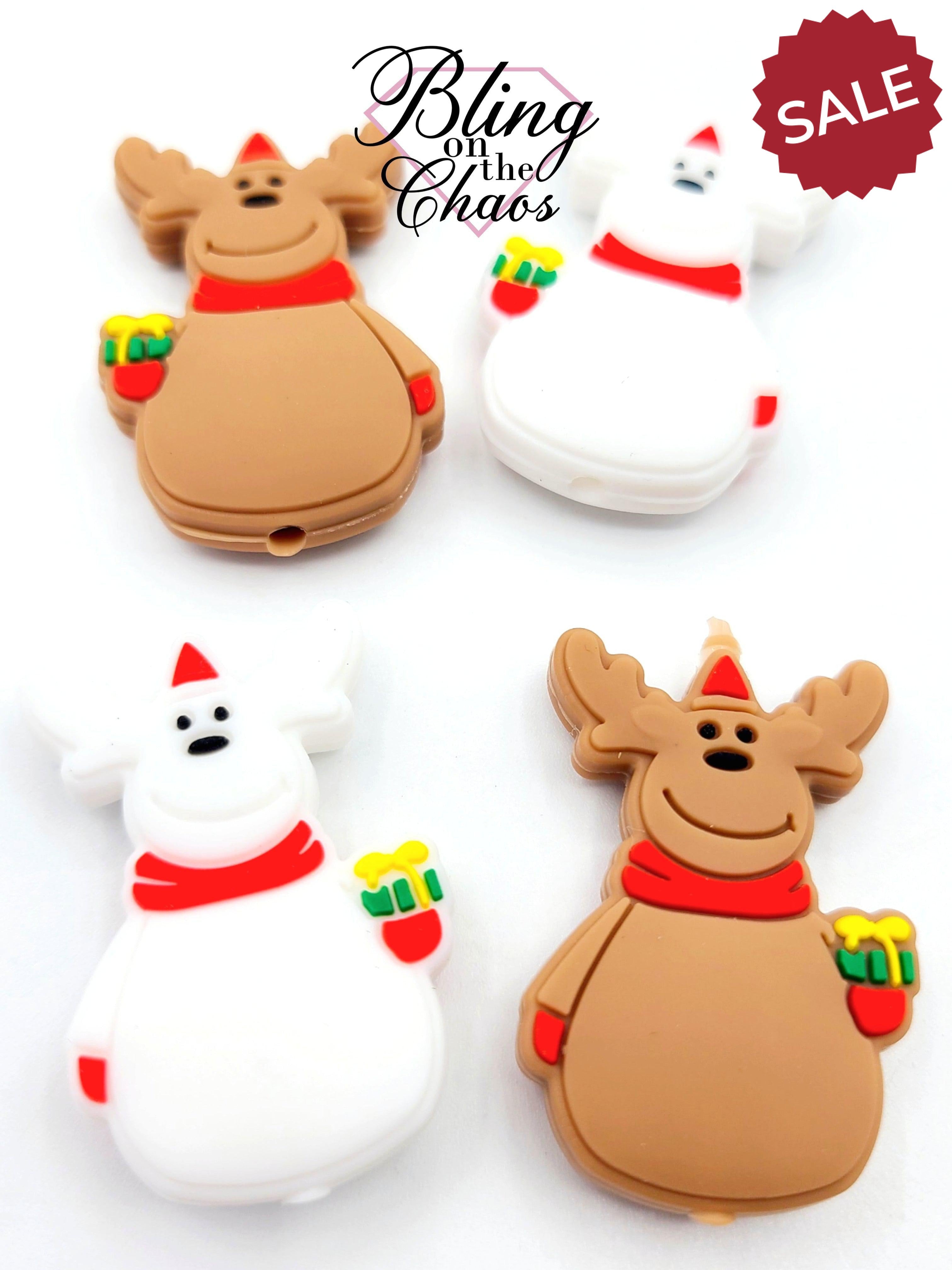 Reindeer With Gift Silicone Bead
