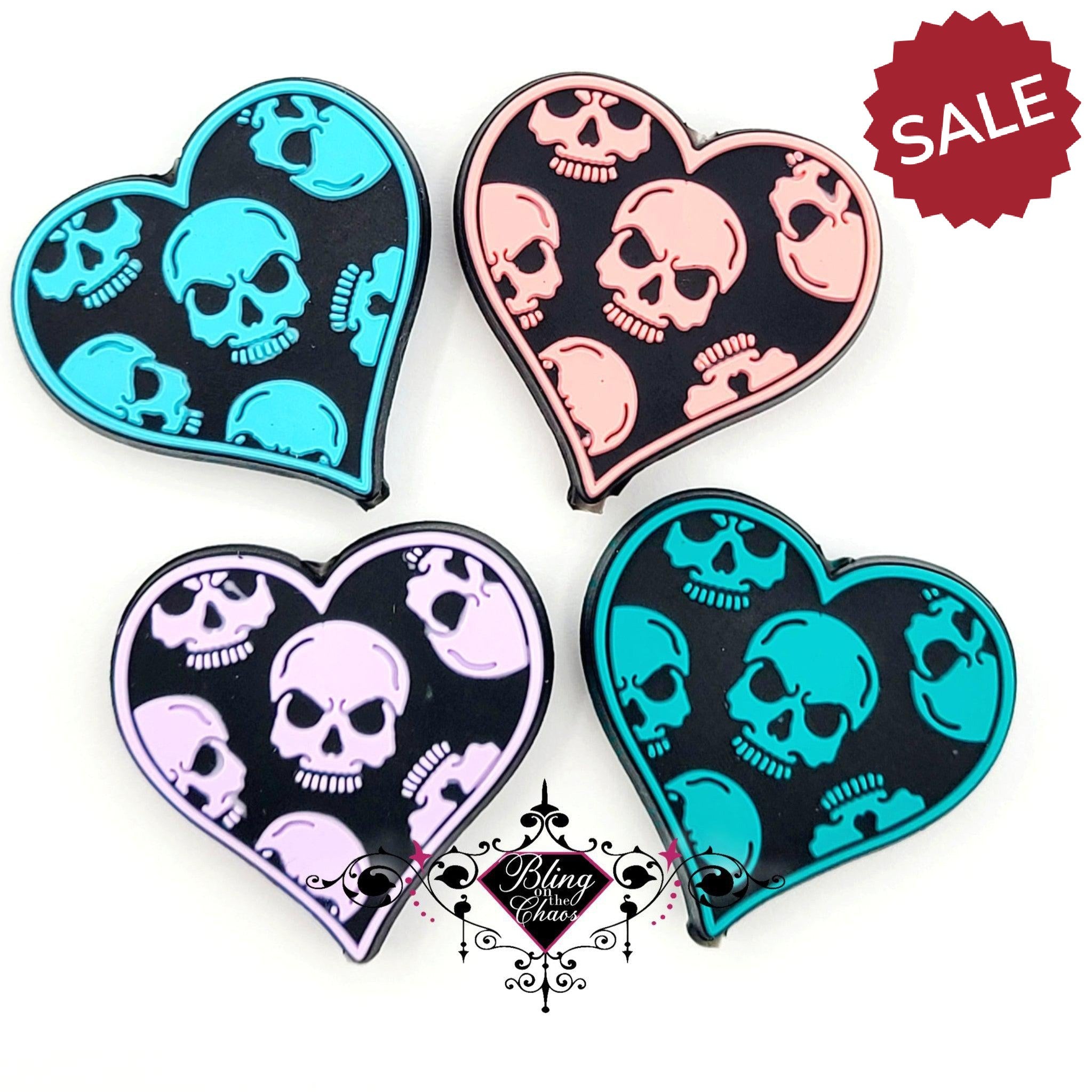 Skull Love Heart Silicone Bead