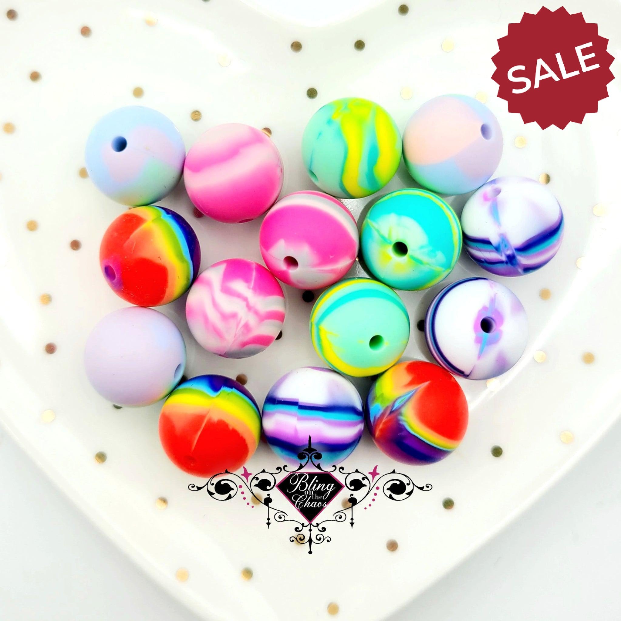 Stripe #1 Pattern 15mm Silicone Bead