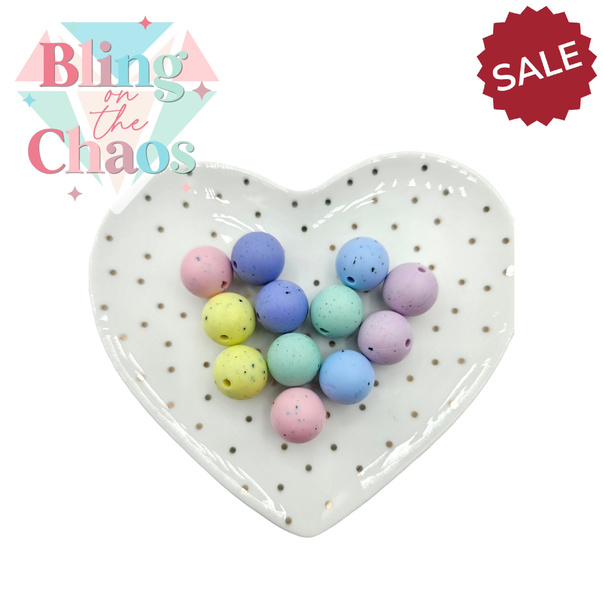 Pastel Speckle 15mm Silicone Bead