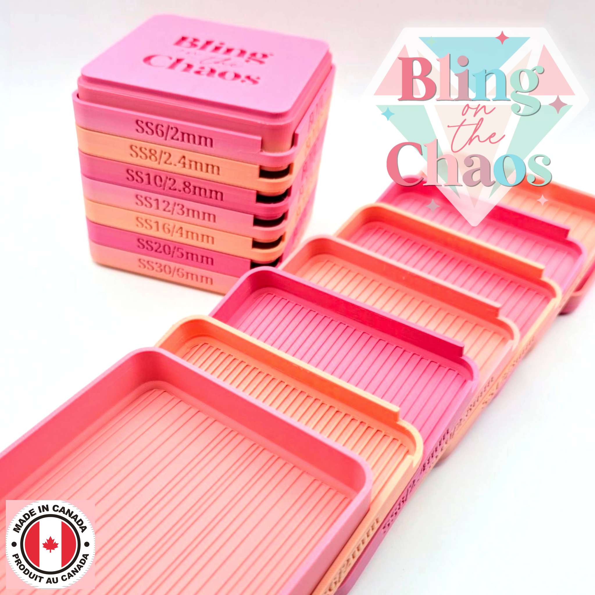 BOTC Coral Ombre Stacking Rhinestone Flipping Trays