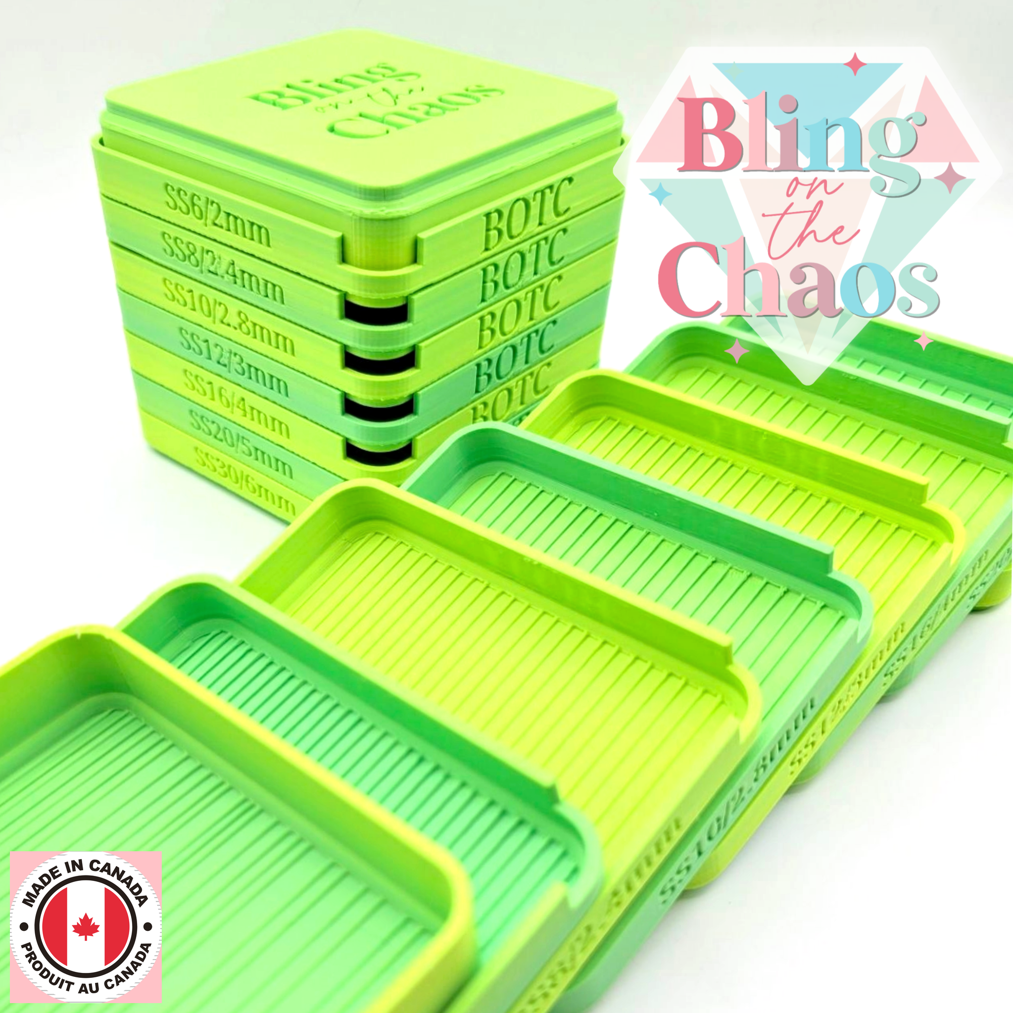 BOTC Lime Ombre Stacking Rhinestone Flipping Trays