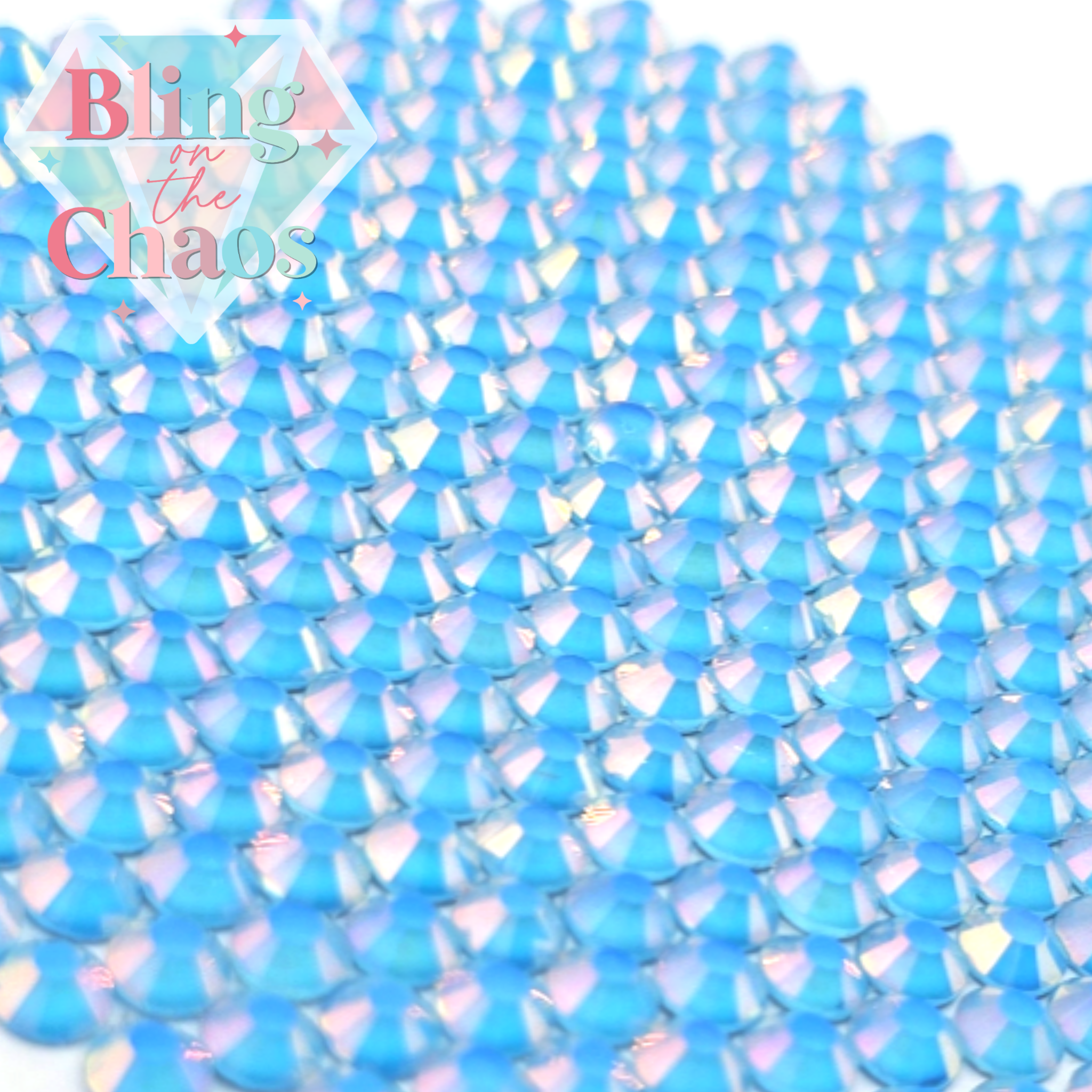 Enchanted Mocha Light Blue Rhinestone