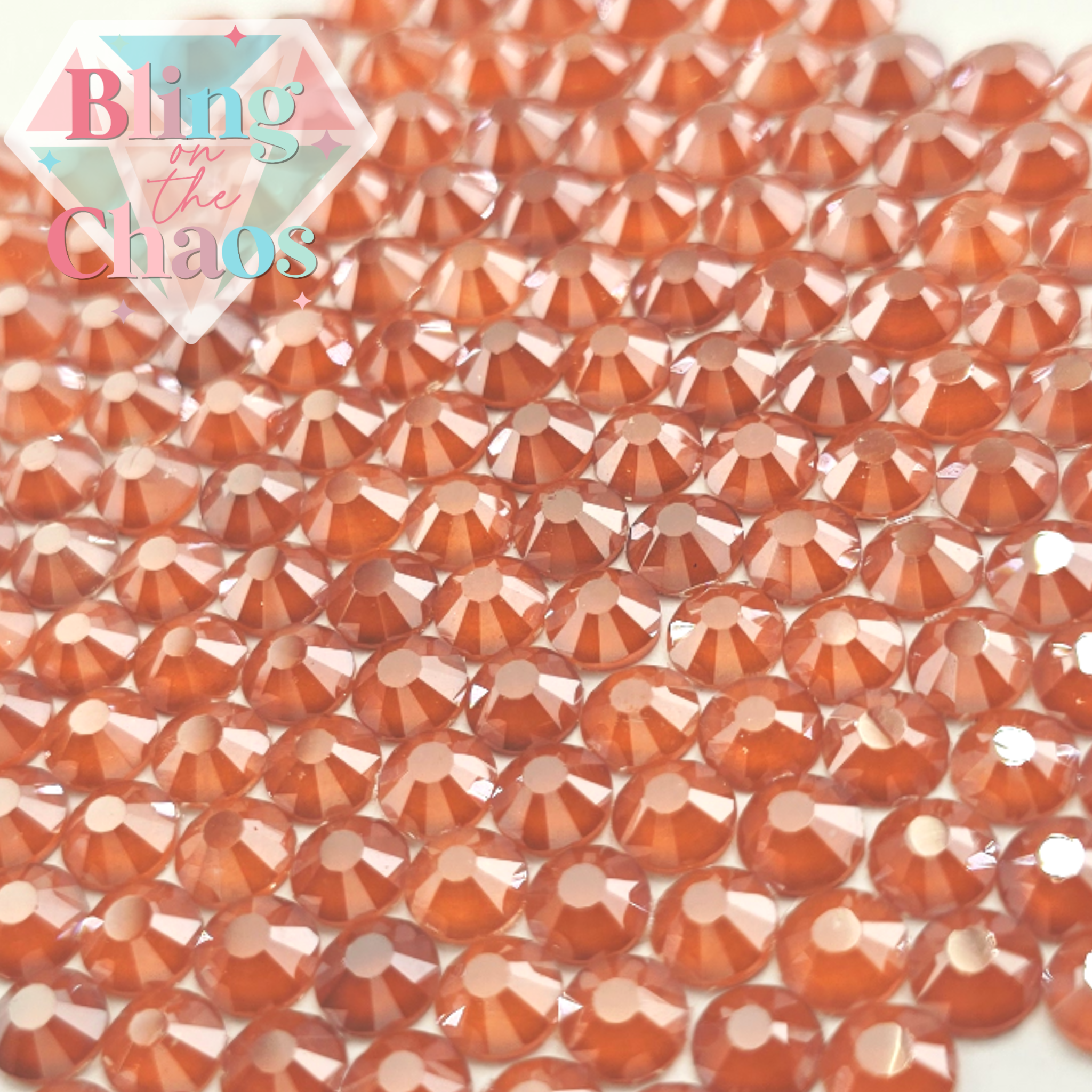 Neon Burnt Orange Luster Rhinestone