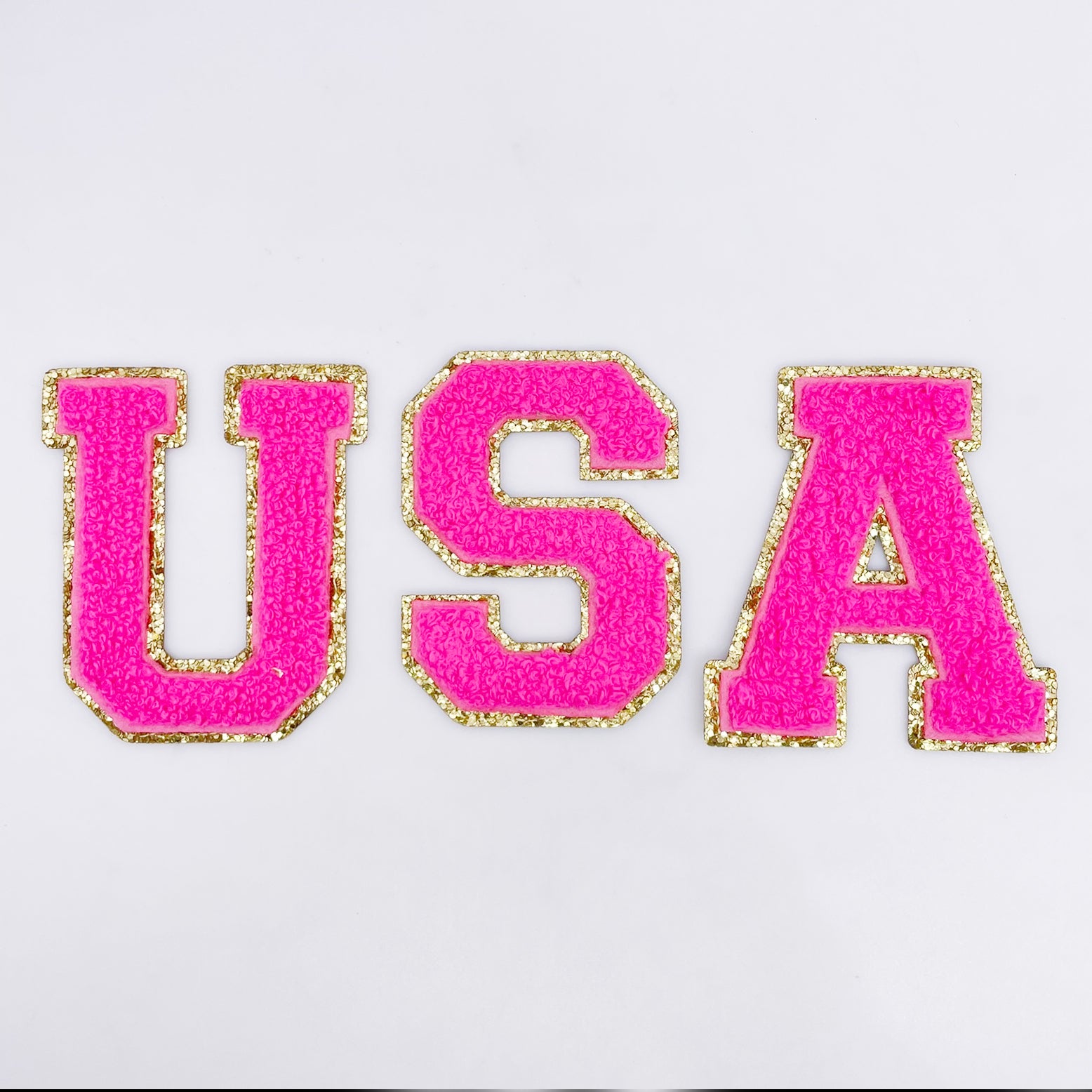 Hot Pink Hotfix Chenille Letters 2.8"
