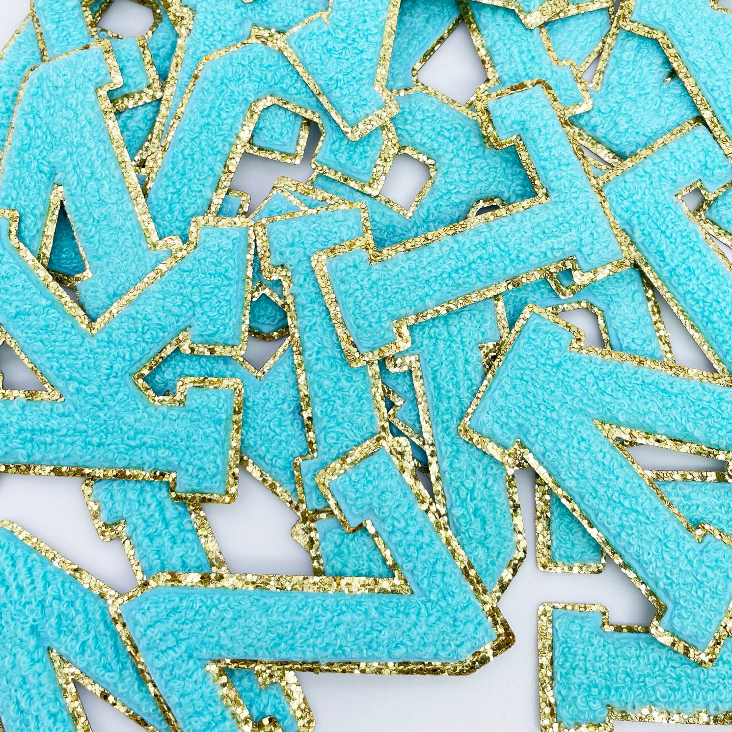 Turquoise Hotfix Chenille Letters 2.8"