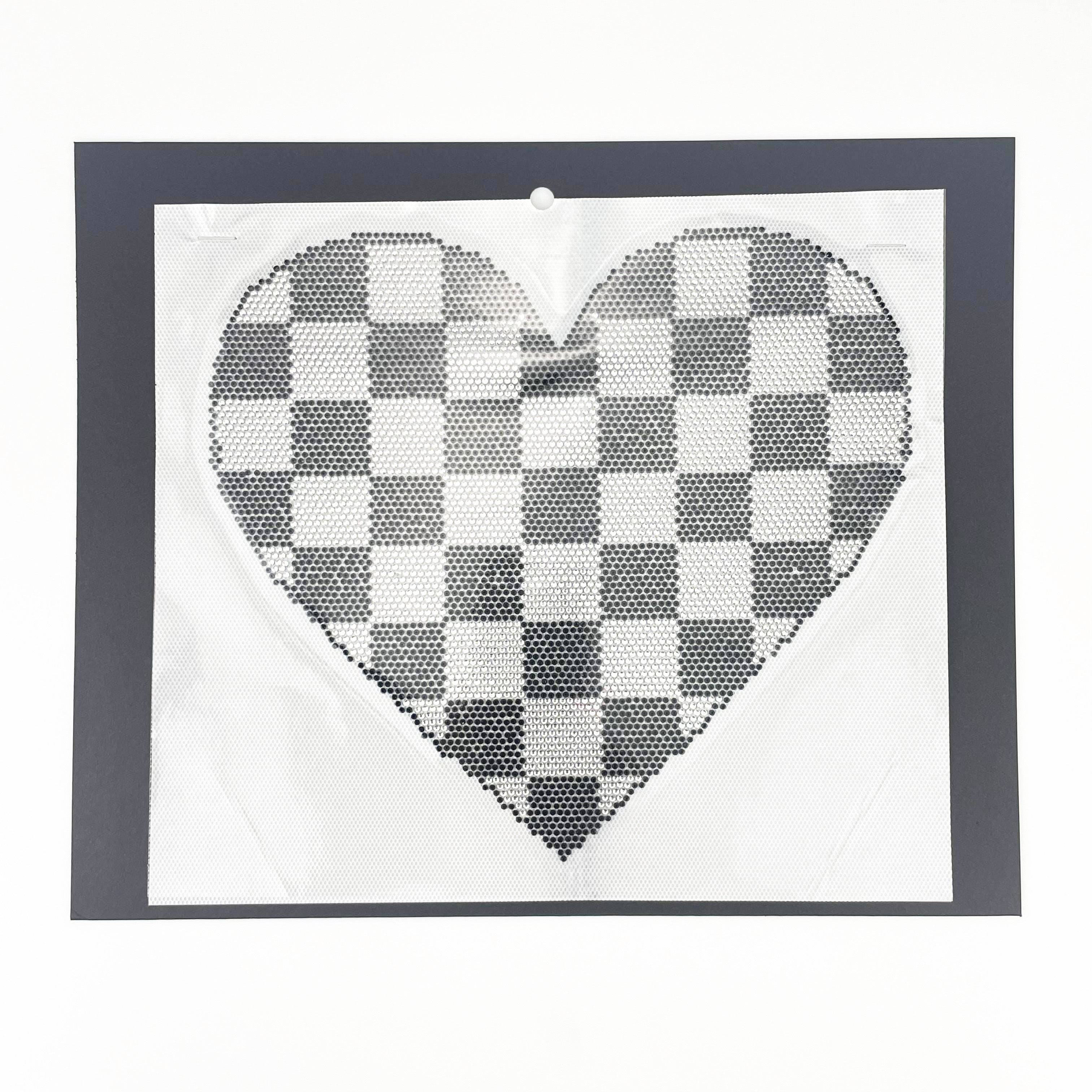 Race Flag Heart Rhinestone Transfer HT-148