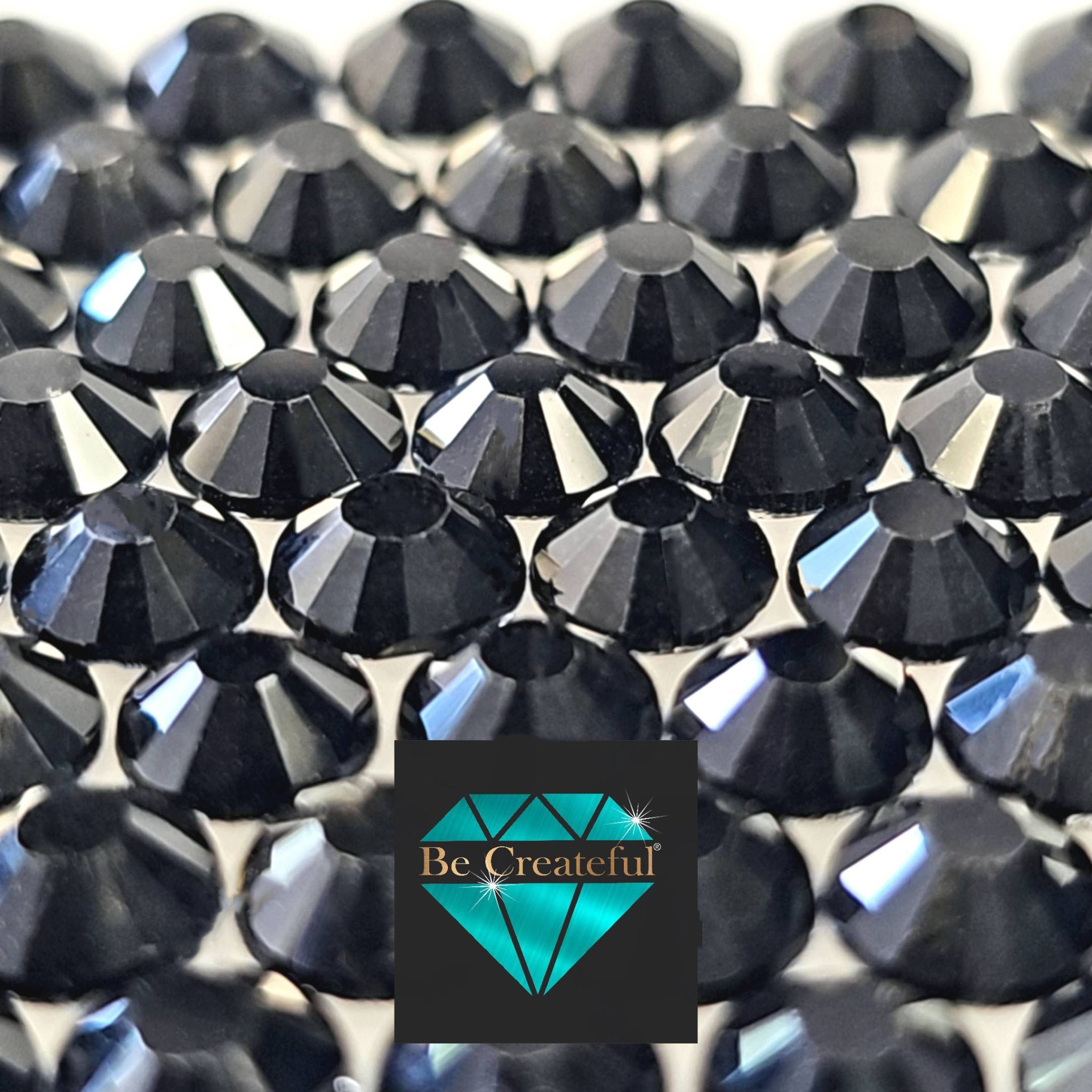 Jet Black LUXE HOTFIX Rhinestones
