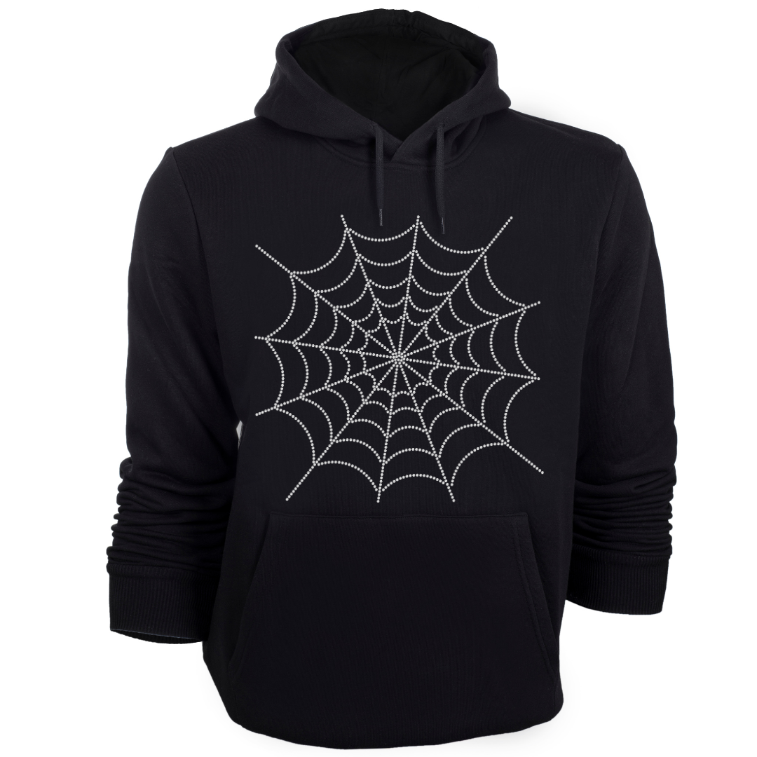 Spider Web Rhinestone Transfer  11" Halloween Iron-On