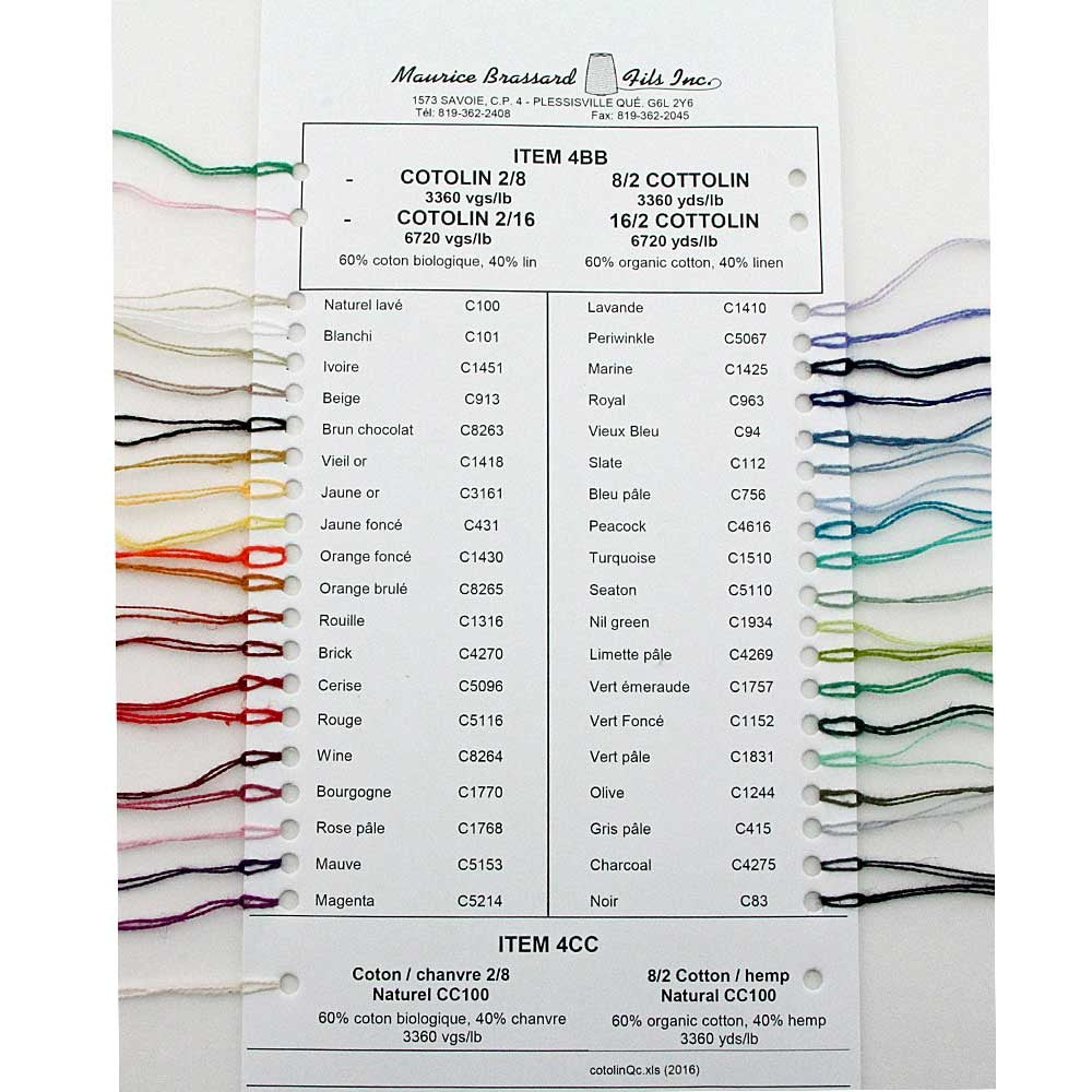 Maurice Brassard Cottolin Yarn Color Card