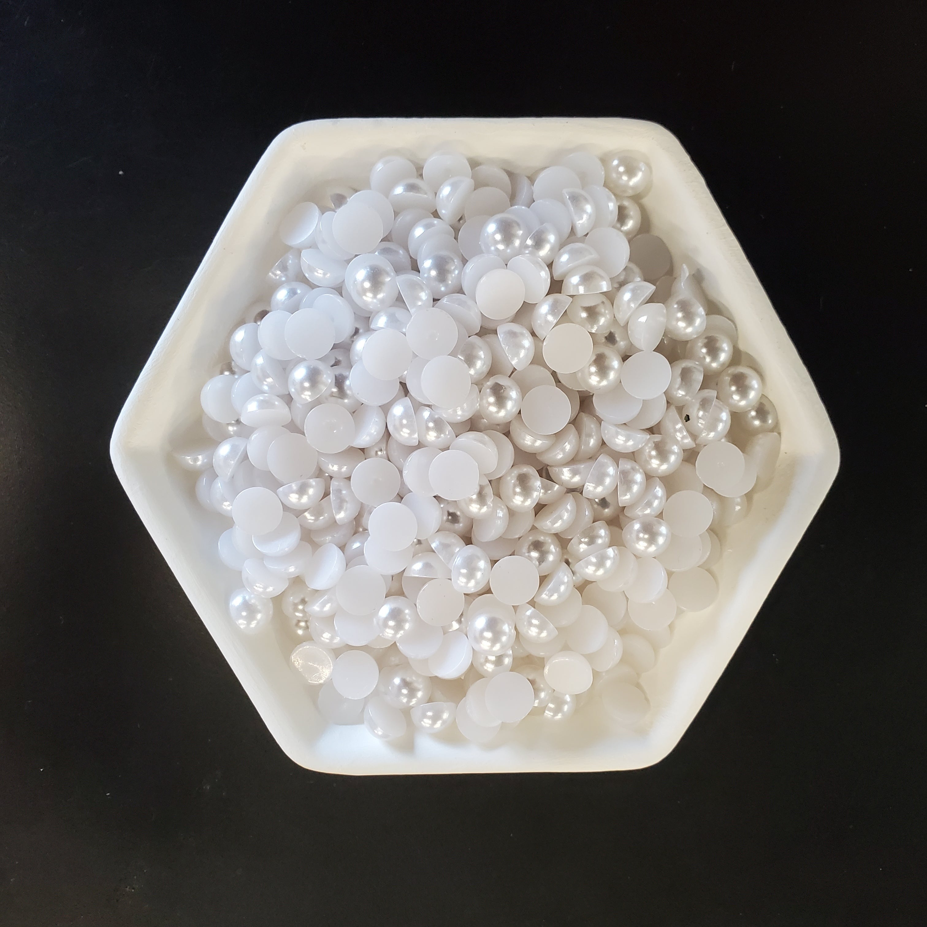 White Resin Decoden Cabochon Flatback Pearls