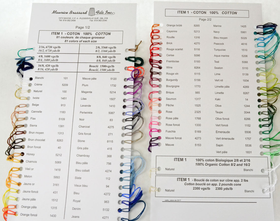 Maurice Brassard Cotton Yarn Color Card