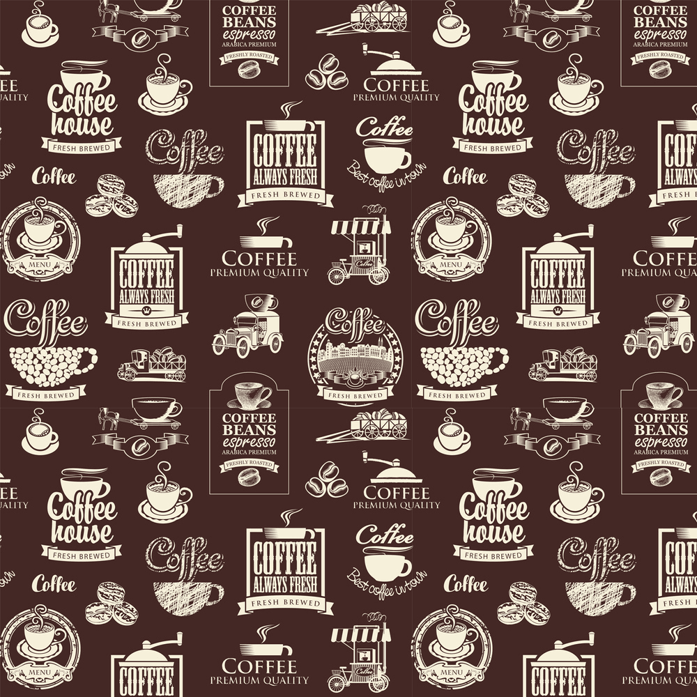Coffee Theme Fabric - Brown