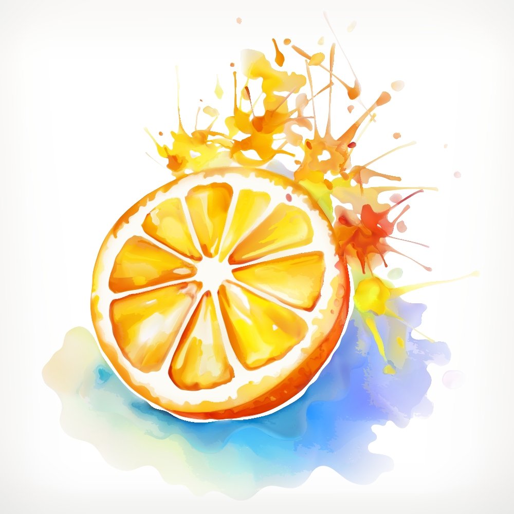 Colorful Watercolor Splash Orange Fabric Panel