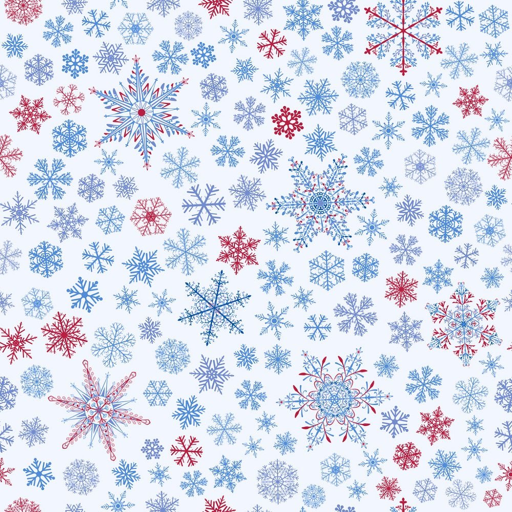 Complex Snowflakes #2 Fabric - Blue/Red