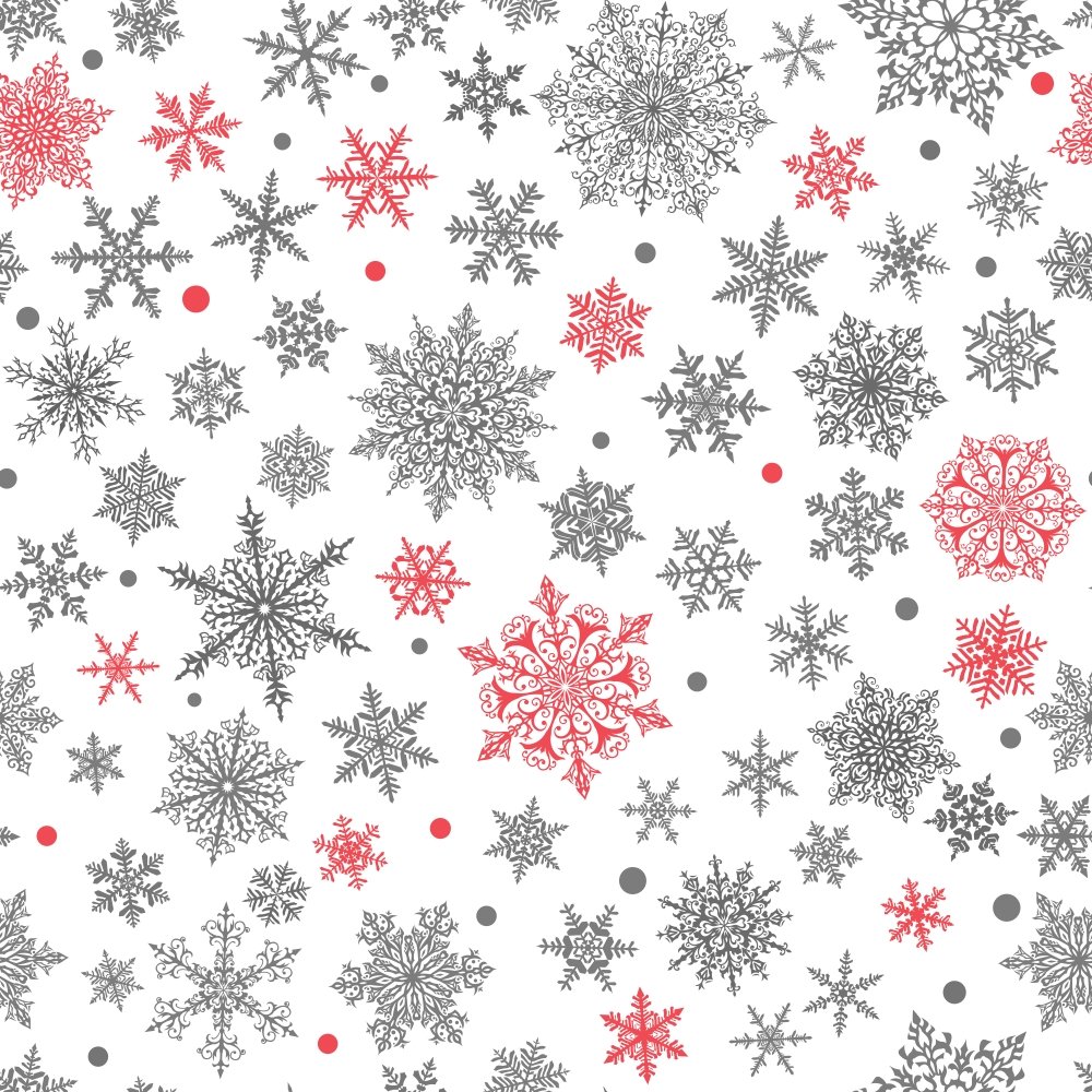 Complex Snowflakes Fabric - Gray/Red