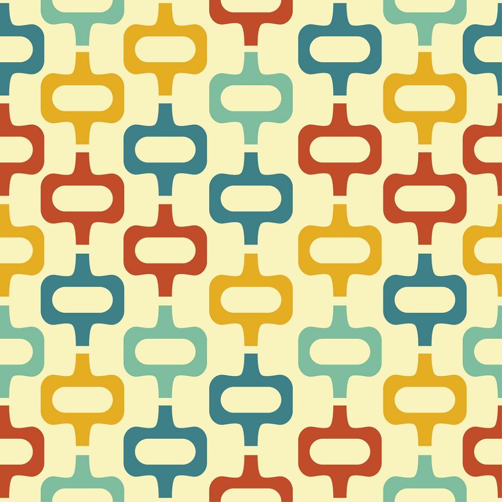 Connected Rectangles Fabric - Yellow