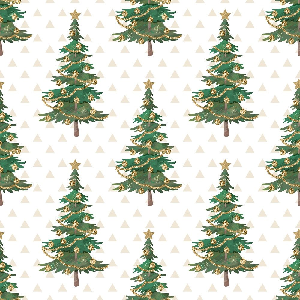 Christmas Trees & Triangles Fabric - Tan