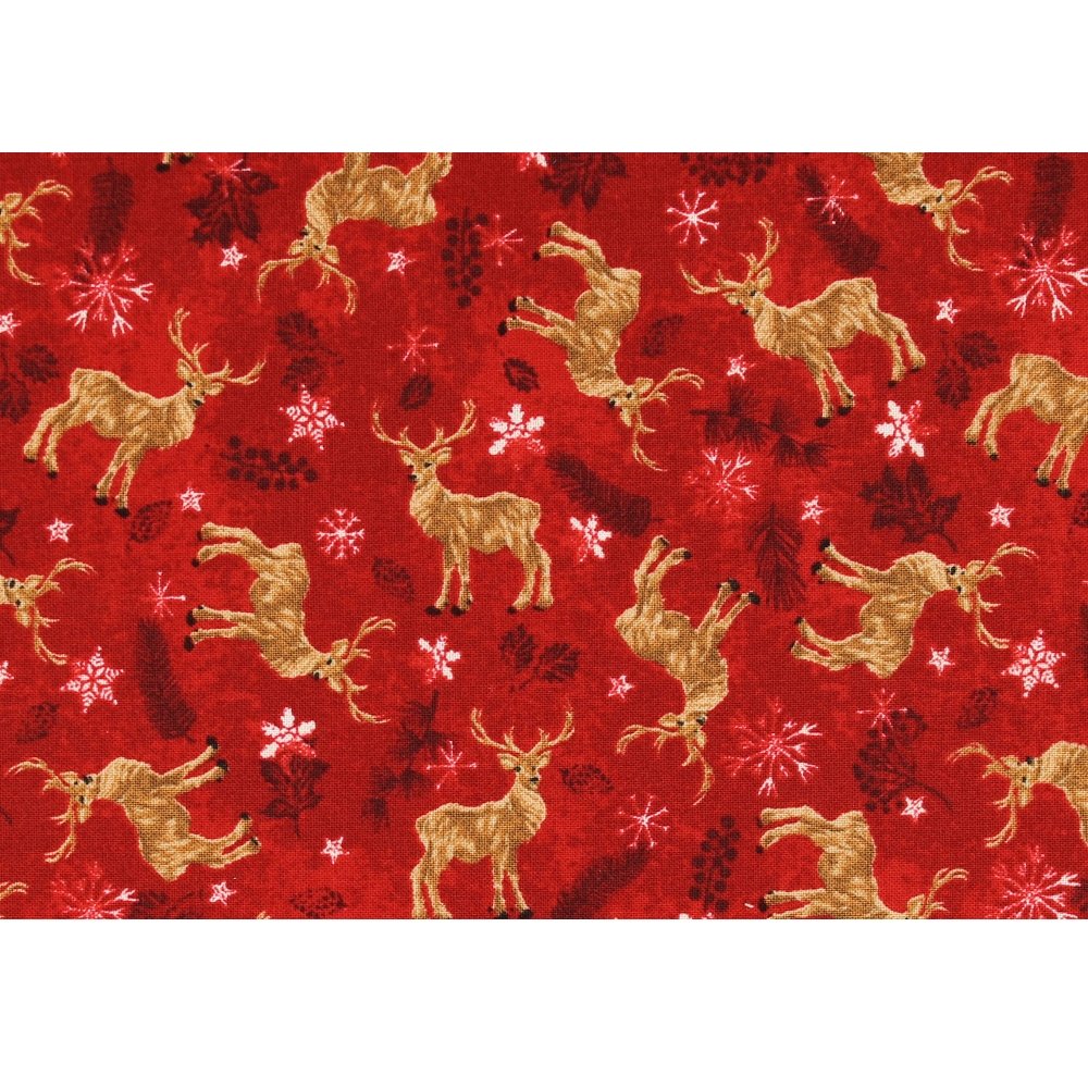 Christmas Reindeer Fabric - Red