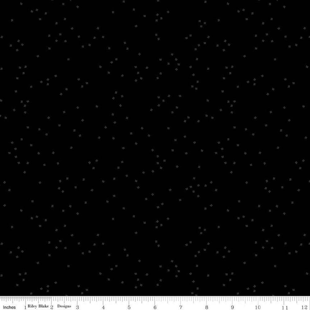 Tone on Tone Scattered Confetti Blossoms Fabric - Black