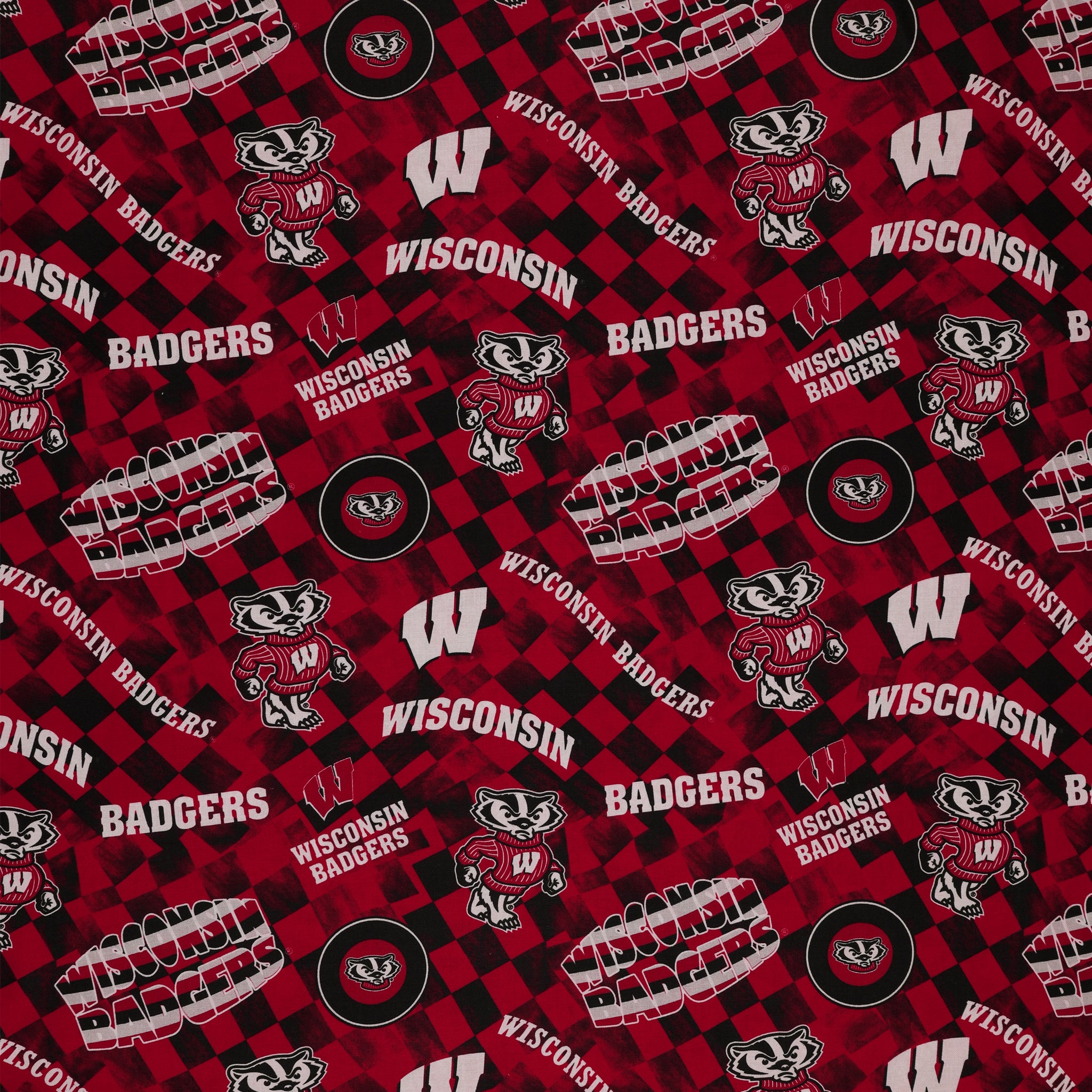 Wisconsin Badgers Allover Checker Fabric