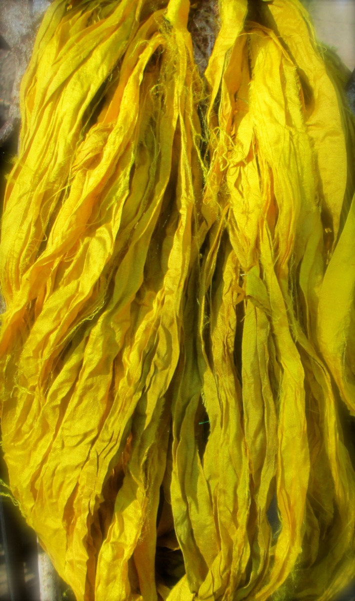 Citron Recycled Sari Silk Ribbon