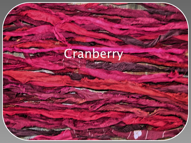 Cranberry Recycled Sari Silk Ribbon Yarn