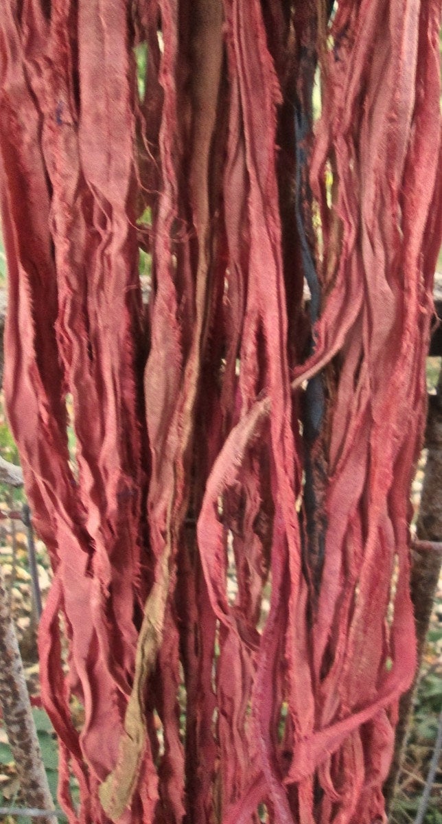 Smokey Coral Recycled Sari Silk Ribbon Yarn 5 Yards