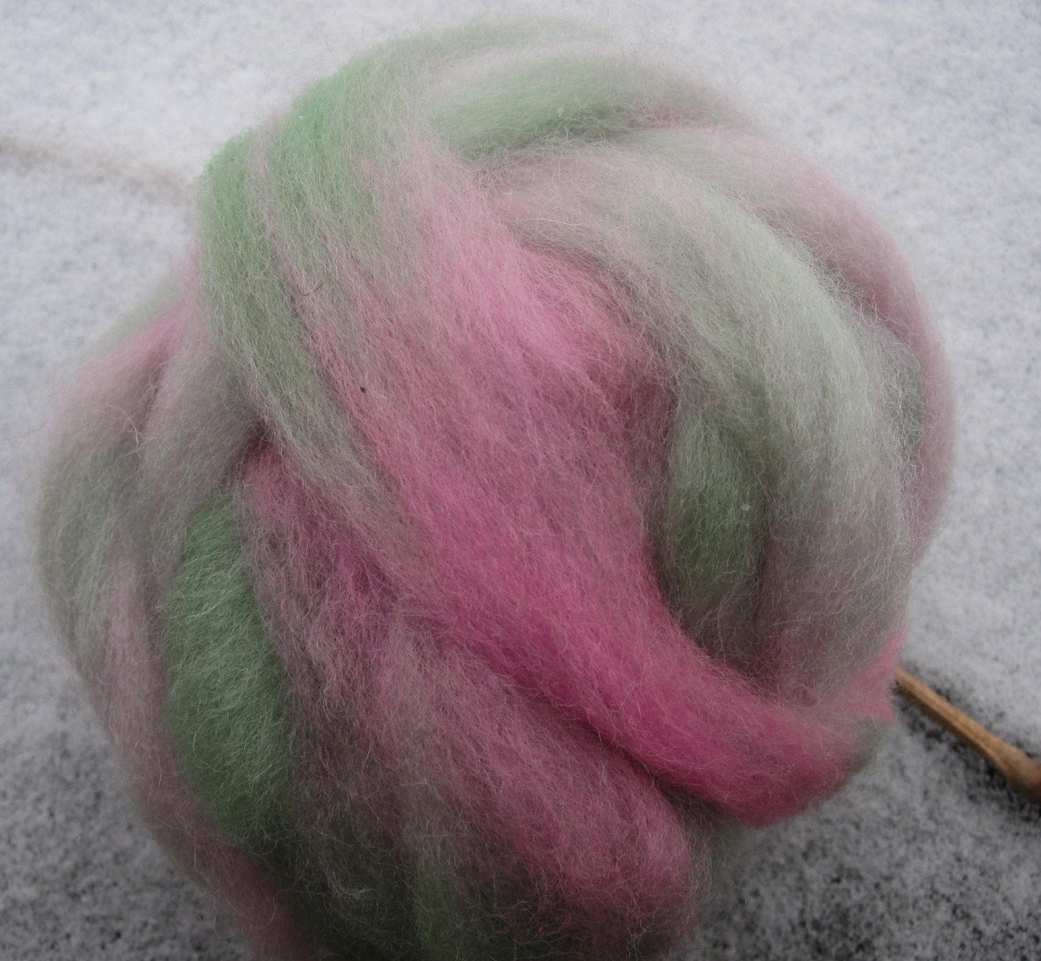 Kiwi and Rose Hand Painted Roving
