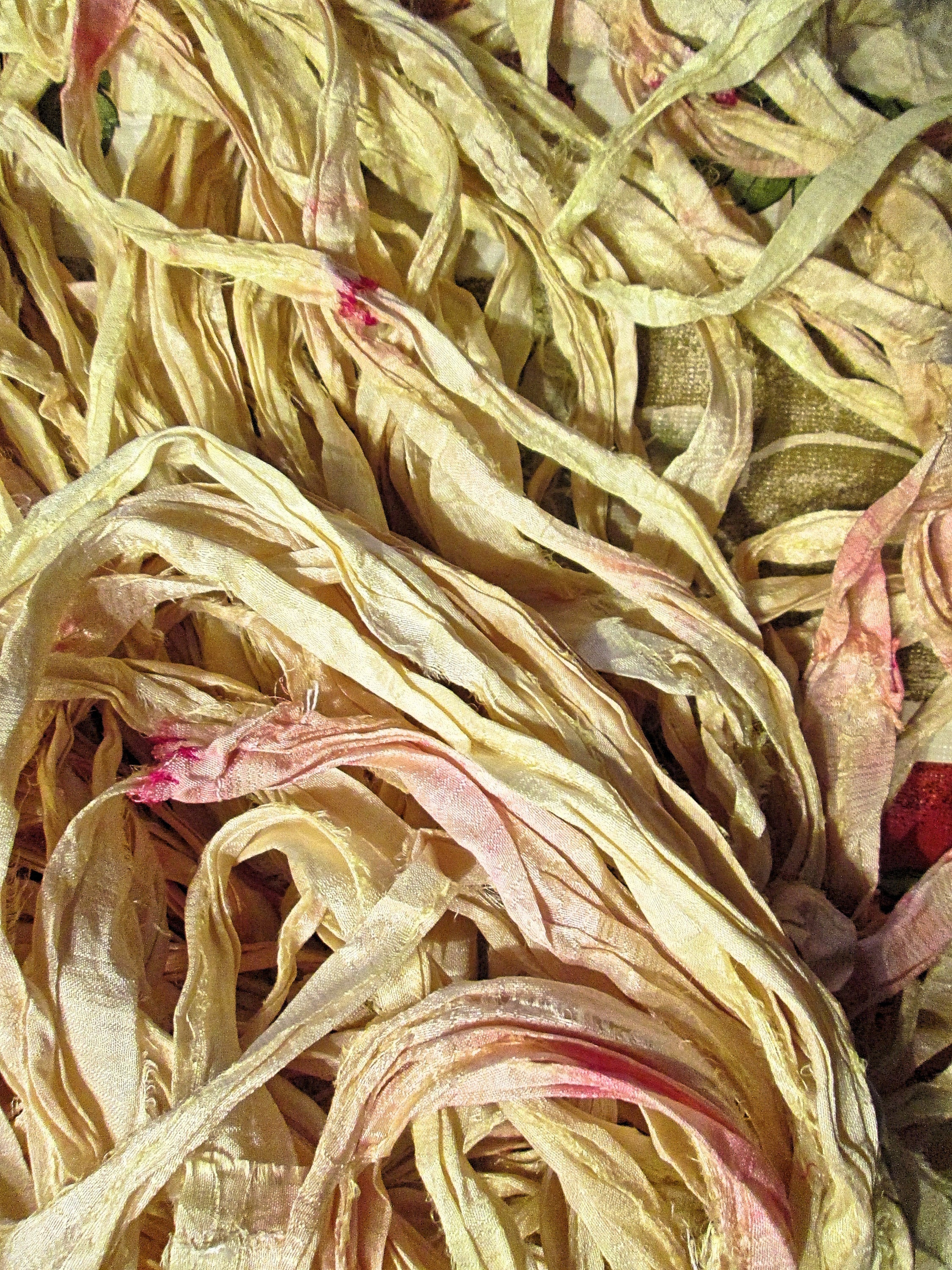 Vanilla Parfait Recycled Sari Silk BOHO Ribbon 5 Yards