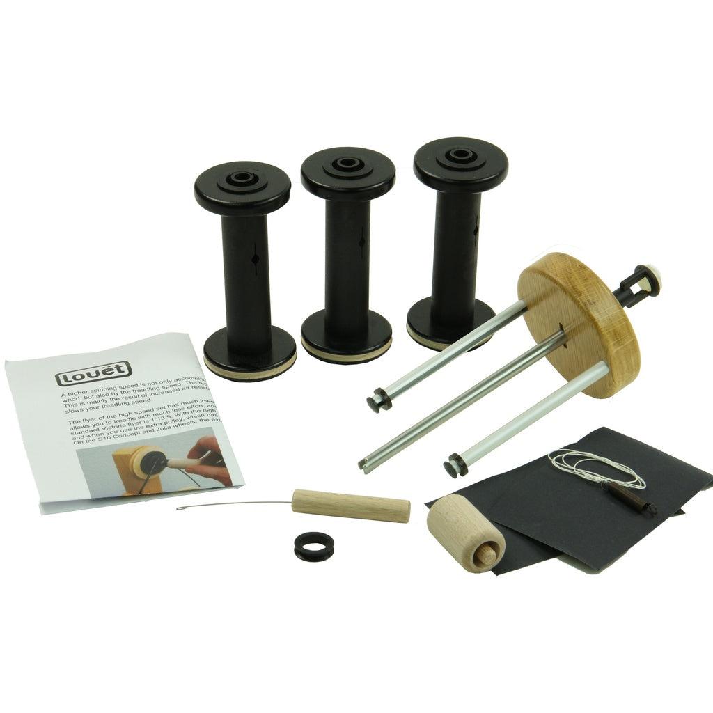 Louet Victoria Spinning Wheel | High Speed Bobbin Set | Oak & Beech Wood