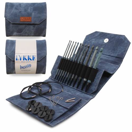 Lykke Indigo 6" Interchangeable Tunisian Crochet Hook Set with Carrying Case | 12 Crochet Hooks Size US E - P