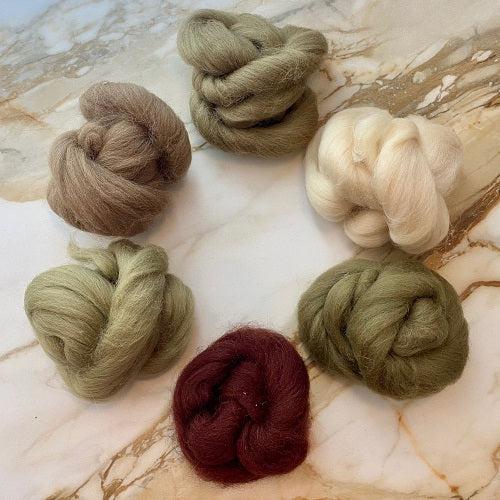 Shetland Collection | Mocha Mushroom Bundle of Dyed Wool Tops | 150 Grams, 29 Micron