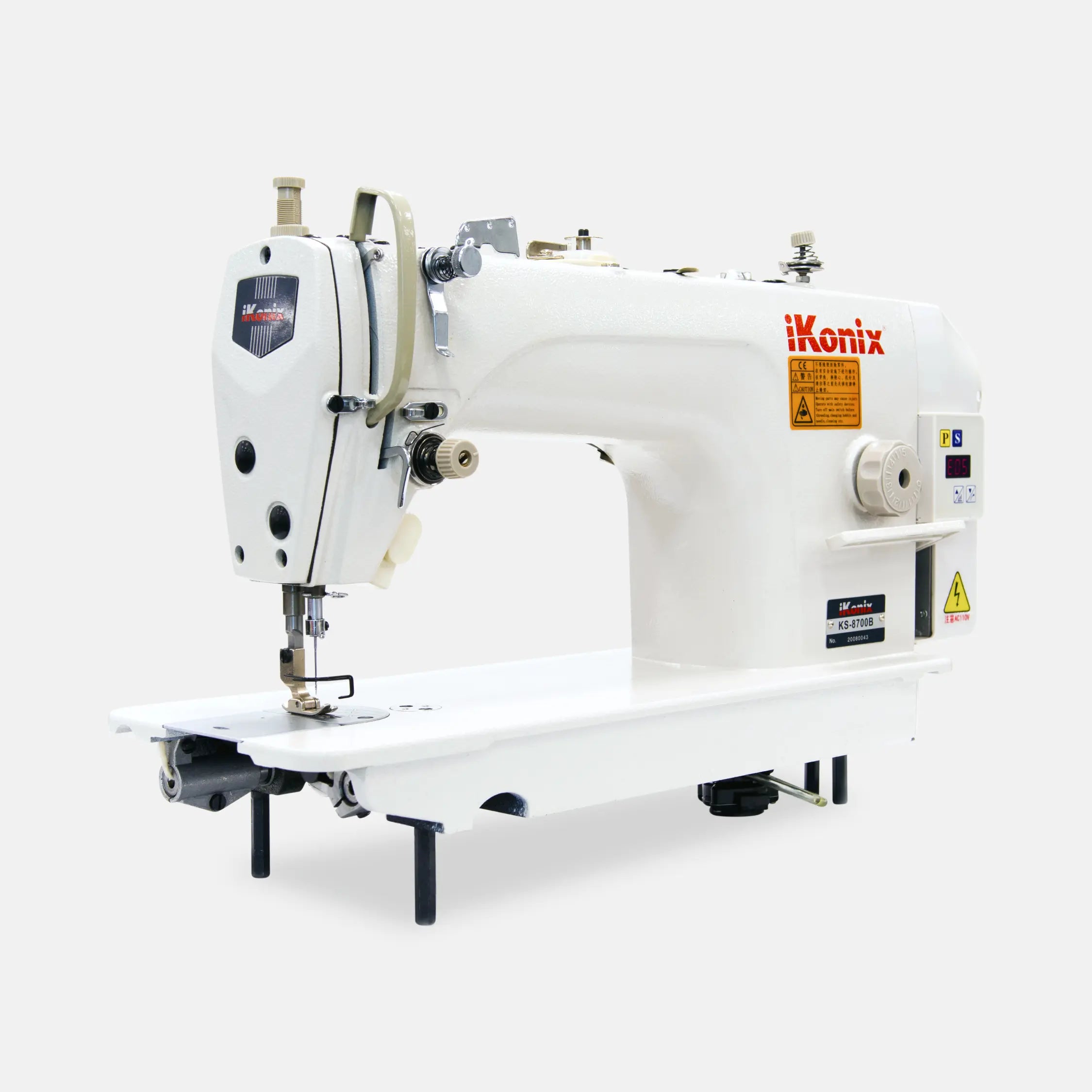 iKonix Flat-Bed Lockstitch Industrial Sewing Machine (includes table, stand, & servo motor)