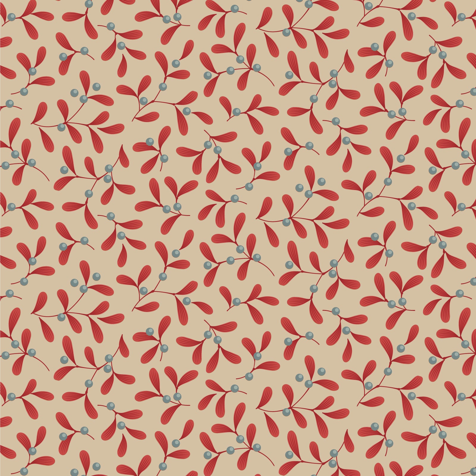 Tilda Merry Little Christmas 100623 Mistletoe Red Fabric