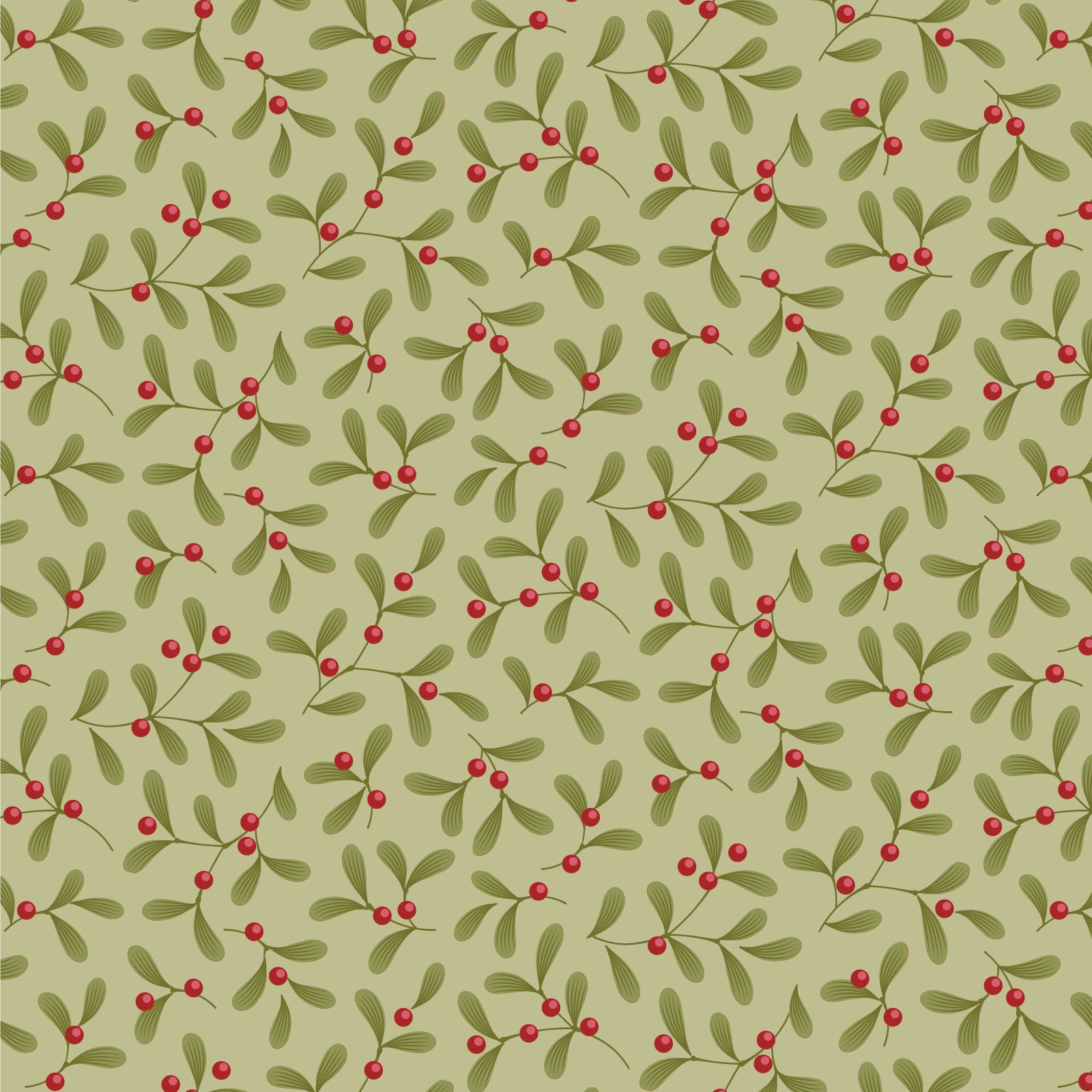 Tilda Merry Little Christmas 100633 Mistletoe Pistachio Fabric