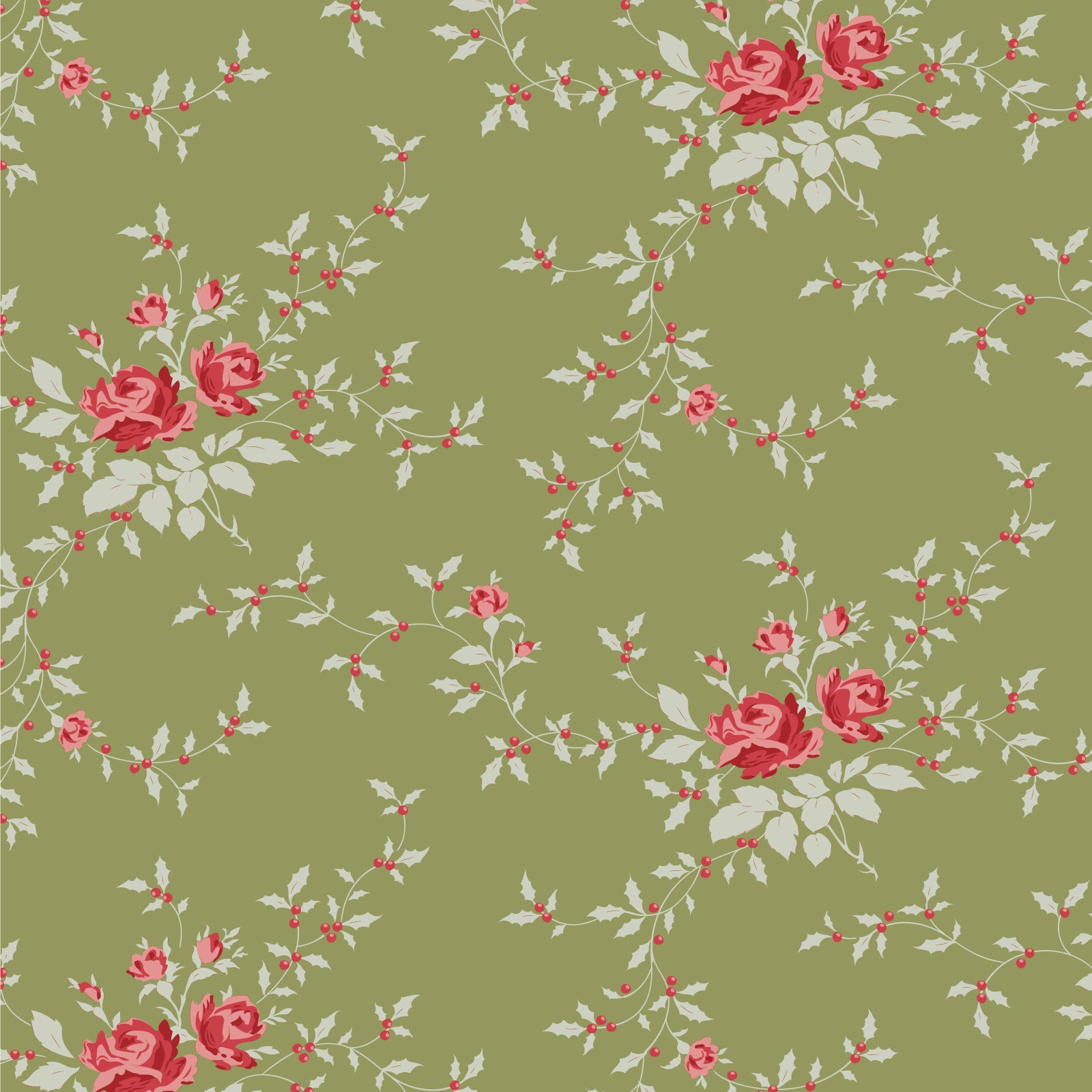 Tilda Merry Little Christmas 110145 Blender Noel Moss Fabric