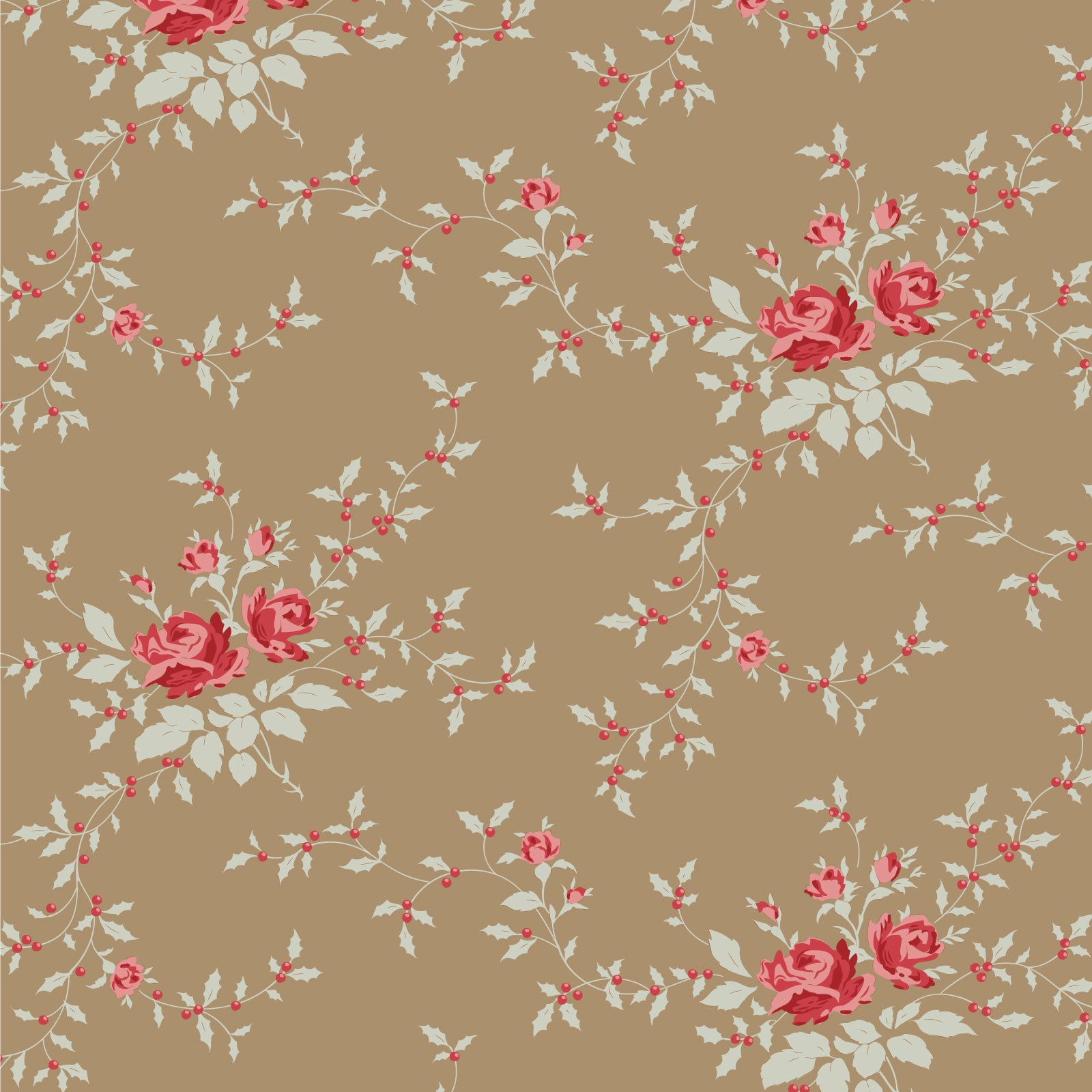 Tilda Merry Little Christmas 110149 Blender Noel Taupe Fabric