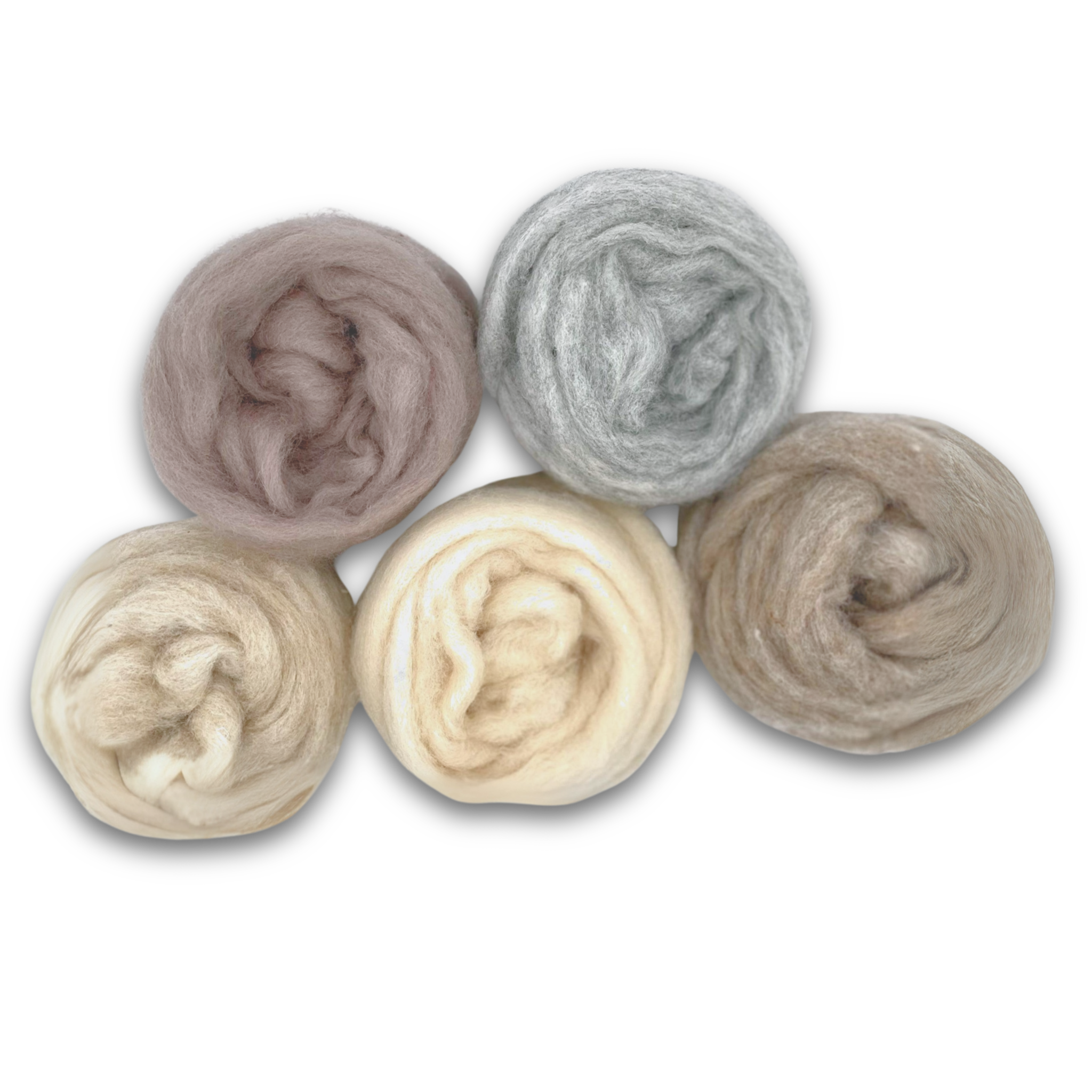 Woodland Neutrals Carded Corriedale Wool Sliver Variety Pack