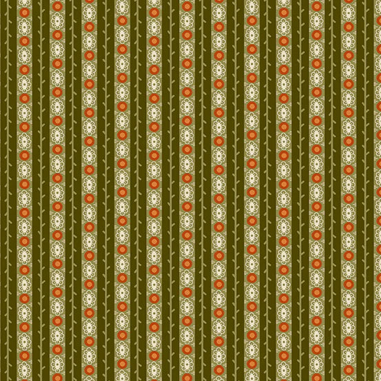 Andover Fabrics - Moonlight Roses, Stripe, Green || SOLD BY THE HALF YARD