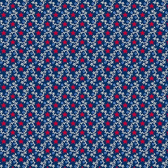 Andover Fabrics - Salute, Blue Star Vine || SOLF BY THE HALF YARD