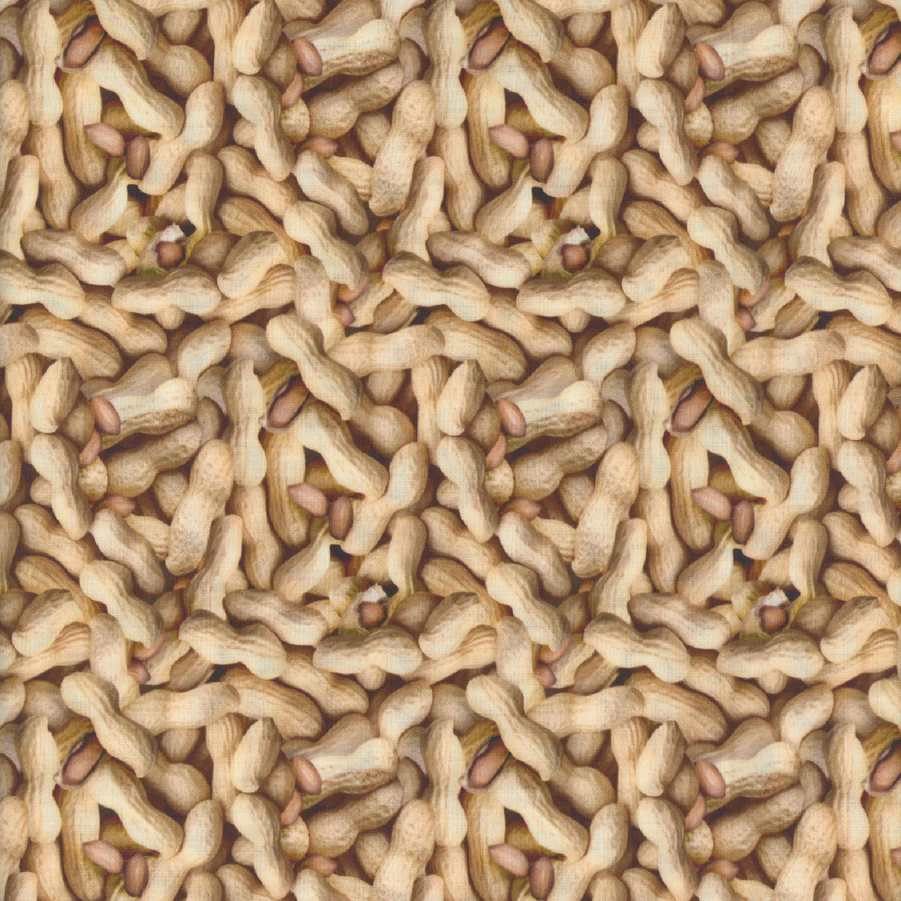 Clothworks Fabrics - The Secret Life of Squirrels II, Peanuts in the Shell Collage, Light Caramel || SOLD BY THE HALF YARD