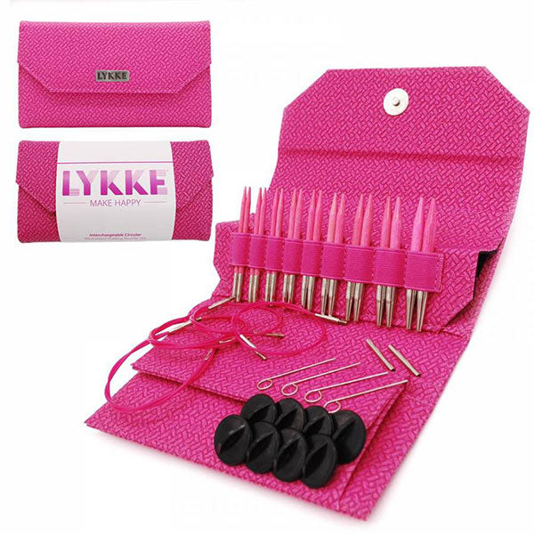 LYKKE Blush 3.5" Interchangeable Knitting Needle Set - Magenta Basketweave