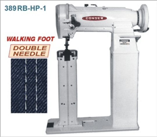 Consew Model 389RB-HP-1-High Speed, Extra High Post Bed, 2 Needle , Drop Feed, Needle Feed Walking Foot, Alternating Presser Feet, Lockstitch Industrial Sewing Machine With Table and Servo Motor