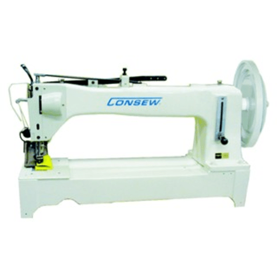 Consew Model 733R-25 Extra Heavy Duty, Long Arm, Single Needle, Drop Feed, Alternating, Presser Feet, Lockstich Machine Table Stand and Motor