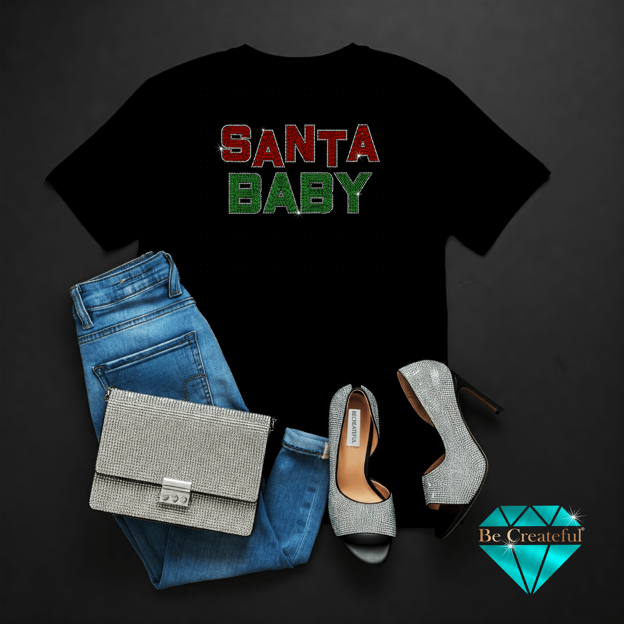 Santa Baby Block Rhinestone Transfer