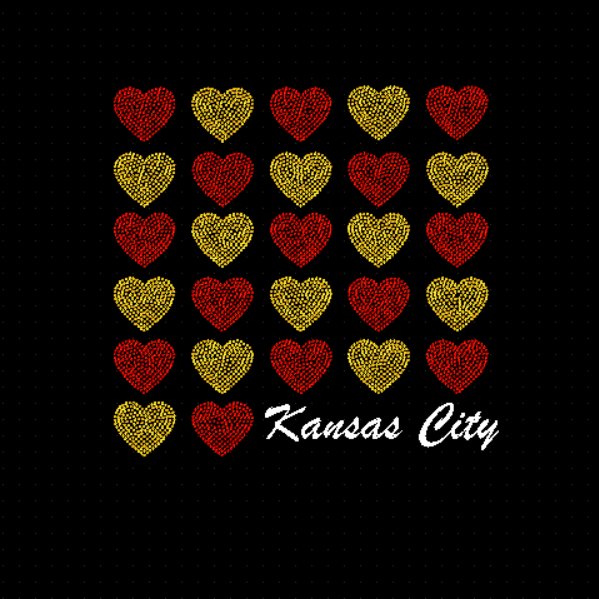 Two Color Heart Patchwork Customizable Rhinestone Transfer